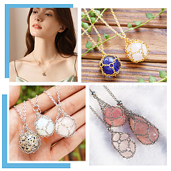 6 шт. 3-х цветные латунные цепочки макраме-мешочки-ожерелья&nbsp;NJEW-AR00001