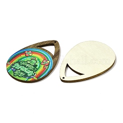 Большие деревянные подвески с одним лицом и принтом ко Дню Святого Патрика WOOD-E016-04