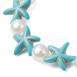 Seestern-Armbänder aus synthetischem Türkis und geflochtenen Acrylperlen für Frauen&nbsp;BJEW-JB11263-01