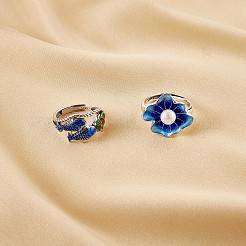 Регулируемое кольцо с натуральным жемчугом и листьями лотоса JR927A