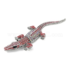 合金ラインストーンワニブローチ  ワニのブローチ  プラチナ  シャム  143x44.5mm&nbsp;JEWB-S022-07A