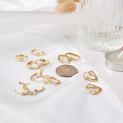 6 пара серег-колец с кубическим цирконием в двух стилях&nbsp;EJEW-YS0001-02