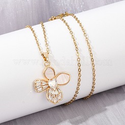 Латунный микропаве кубический цирконий пластиковая имитация ракушки кулон ожерелья NJEW-C076-09G