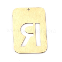 イオンプレーティング（IP）304ステンレスペンダント  アルファベットの長方形  中空  文字.r  32x22x1mm  穴：1.5mm&nbsp;STAS-K216-49R-G