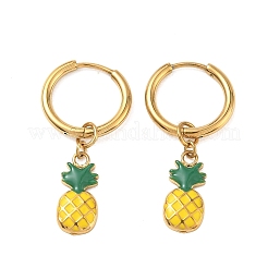 Orecchini pendenti a cerchio in acciaio inossidabile 304 smaltato con frutta&nbsp;EJEW-T059-01B