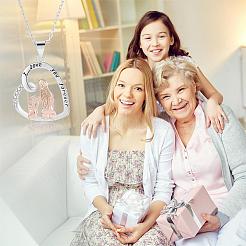 Collier pendentif coeur mère et fille assis côte à côte collier mignon pendentif coeur creux breloques bijoux cadeaux pour les femmes fête des mères noël anniversaire anniversaire&nbsp;JN1099A