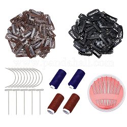DIY Snap Haarspangen machen Kits, mit Polyesternähgarn, Eisen Nähnadeln, T-förmige Stahlnähstifte, c-förmige gebogene Nadeln und u-förmige Metallschnappclips, Mischfarbe