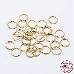 925 anello di salto aperto in argento sterling, anelli rotondi, vero placcato oro 18k, 19 gauge, 4x0.9mm, diametro interno: 2mm, circa 153pcs/10g