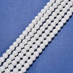 Synthétiques agate perles blanches de brins, teinte, facette, ronde, blanc, 6mm, Trou: 1mm, Environ 62 pcs/chapelet, 16 pouce