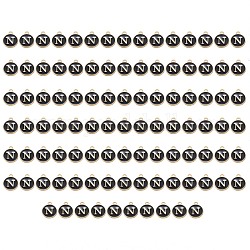 Charms aus vergoldeter Emaille-Legierung, emaillierte Pailletten, Flachrund, Schwarz, letter.n, 14x12x2 mm, Bohrung: 1.5 mm, 100 Stück / Karton