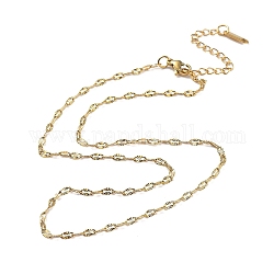 Chapado de iones (ip) 304 collar de cadena con textura de acero inoxidable, real 18k chapado en oro, 15.75 pulgada (40 cm)