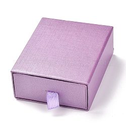 Caja de cajón de papel rectangular, con esponja negra y cuerda de poliéster, para pulsera y anillos, medio de la orquídea, 9.2x7.4x3.5 cm