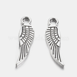 Tibetan Style Alloy Wing Charms, Lead Free & Cadmium Free, Antique Silver, 17x5x1mm, Hole: 2mm, about 2530pcs/1000g