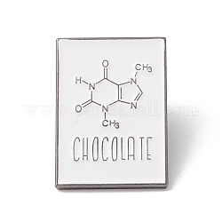 Estructura molecular y pasador de esmalte de chocolate de palabra, insignia de aleación rectangular para el día del maestro, gunmetal, blanco, 30.5x21.5x1.5mm, pin: 1 mm