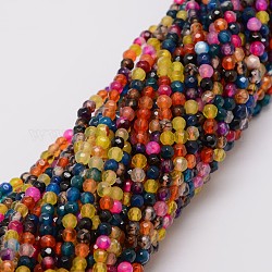 Agata naturale fili di perle, tinto, sfaccettato, tondo, colorato, 4mm, Foro: 0.8 mm, circa 90~92pcs/filo, 14 pollice
