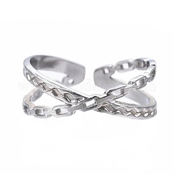 304 anillo de puño abierto entrecruzado de acero inoxidable, anillo grueso para mujer, color acero inoxidable, nosotros tamaño 6 3/4 (17.1 mm)