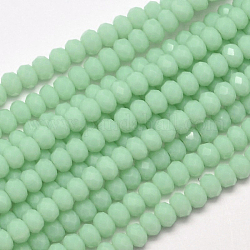 Fili di perle di vetro rondelle sfaccettate, verde chiaro, 3.5x2mm, Foro: 0.5 mm, circa 148pcs/filo, 14.9 pollice