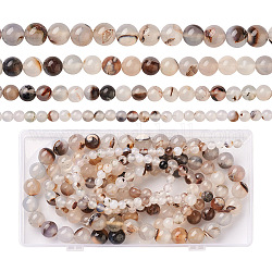 4 Stränge 4 Größen natürlicher Achat runde Perlenstränge, 6~12 mm, Bohrung: 1 mm, 1Strang/Größe