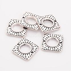 Tibetan Style Links/Connectors, Chandelier Components, Cadmium Free & Nickel Free & Lead Free, Square, Antique Silver, 18x18x2mm, Hole: 1mm