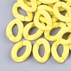 Окрашен акриловые соединительные кольца, разъемы для быстрой связи, для изготовления бордюрных цепей, прорезиненный стиль, твист, желтые, 29x20.5x6 мм