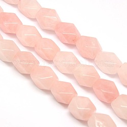 Natural Rose Quartz Faceted Rhombus Beads Strands, 18x13x12mm, Hole: 1mm, about 22pcs/strand, 15.74 inch