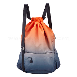 Mochila impermeable con cordón de tela Oxford., Organizador de bolsas de almacenamiento de gimnasio de color degradado, para fitness, viaje, Rectángulo, naranja, 48.5x41x0.5 cm