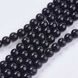 Fili di perline di onice nero naturale, tinto, grado ab, tondo, nero, 4mm, Foro: 0.8 mm, 15.5 pollice