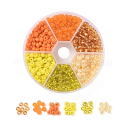 6/0 Perlas de semillas de vidrio, colores plateados y mate y opacos y ceilán, redondo, amarillo, 6/0, 4mm, agujero: 1~1.5 mm, 60 g / caja, aproximamente 600 unidades / caja