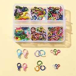 DIY Jewelry Making Finding Kit, Including Spray Painted Eco-Friendly Alloy Lobster Claw Clasps, Iron Open Jump Rings & Screw Eye Pin Peg Bails, Mixed Color, 307Pcs/box