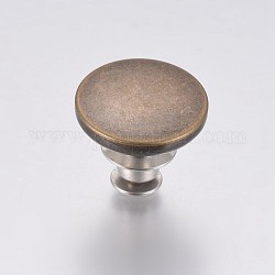Épingles à boutons en alliage pour jeans, plat rond, bronze antique et platine, 17x14mm