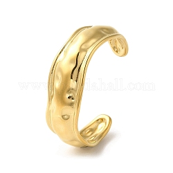 304 Stainless Steel Textured Cuff Bangles, Real 18K Gold Plated, Inner Diameter: 2-1/2 inch(6.3cm)