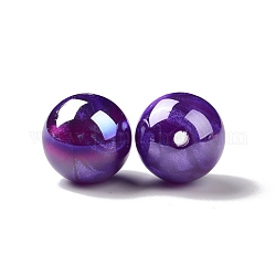 Opake Legierung Perlen, mit Glitzerpulver, ab Farbe plattiert, Runde, dunkelviolett, 16x15 mm, Bohrung: 2 mm