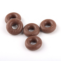 Gummi-O-Ringe, Donut Abstandsperlen, passen europäische Clip-Stopperperlen, Sienaerde, 2 mm