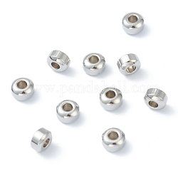 Intercalaire perles en 202 acier inoxydable, plat rond, couleur inoxydable, 5x3mm, Trou: 2mm