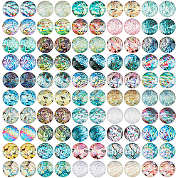 PandaHall 12mm Shell Glass Cabochons, 100pcs Mixed Ocean Seaside Tiles Starfish Seashell Mosaic Printed Picture Tile Half Round Dome Cabochons for Hawaii Summer Christmas Necklace Jewellery Making