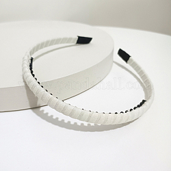 Accessoires pour cheveux accessoires de bande de cheveux en plastique uni, avec dents et chiffon, blanc, 140x120mm