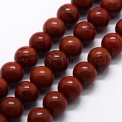 Chapelets de perles en jaspe rouge naturel, ronde, 10mm, Trou: 1mm, Environ 37 pcs/chapelet, 14.76 pouce (37.5 cm)