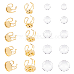 Unicraftale diy набор для изготовления плоских круглых пустых купольных колец, в том числе 201 кольцо для накладки из нержавеющей стали, Кабошоны из стекла, золотые, 20 шт / коробка