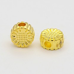 Tibetischer stil legierung perlen, Bleifrei und cadmium frei, Blume, golden, 5.5x5.5x3 mm, Bohrung: 1 mm