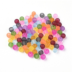 Perles en verre dépolies, couleur mixte, ronde, environ 4 mm de diamètre, Trou: 1mm