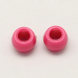 Opaque Acrylic European Beads, Large Hole Rondelle Beads, Cerise, 8~9x6mm, Hole: 4mm, about 2200pcs/500g