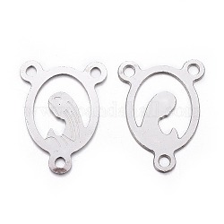 304 Stainless Steel Links, Chandelier Components, Oval with Virgin, Stainless Steel Color, 20x15x0.8mm, Hole: 1.5mm