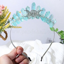 Rohe natürliche Quarz-Haarbänder, Dreimond-Haarbänder aus Metall, für weibliche Mädchen, Zyan, 180x125x20 mm