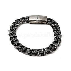 304 pulsera de cadena de acero inoxidable con cierre magnético para hombres y mujeres., plata antigua, 8-1/4 pulgada (21 cm)