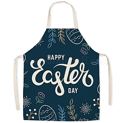 Joli tablier sans manches en polyester à motif d'oeuf de Pâques, avec double bandoulière, pour le ménage et la cuisine, sarcelle, 470x380mm