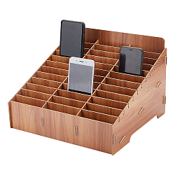 36-Grid Wooden Cell Phone Storage Box, Mobile Phone Holder, Desktop Organizer Storage Box for Classroom Office, Trapezoid, Dark Goldenrod, 322x292x218mm