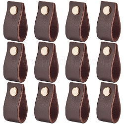 Rectangle Leather Drawer Handles, with Iron Screw, Coffee, 20x100x2mm