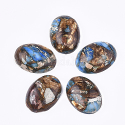 Собранные синтетические имперские яшмы и бронзитовые кабошоны, окрашенные, овальные, Плут синий, 25~25.5x18~18.5x7~7.5 мм