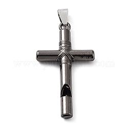 Подвески из сплава , крест подвески, металлический черный, 46.5x25.5x6 мм, отверстие : 8x4.5 мм