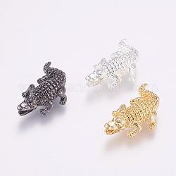 Messing Perlen, Krokodil / Alligator, Mischfarbe, 24x17x6 mm, Bohrung: 1.5 mm